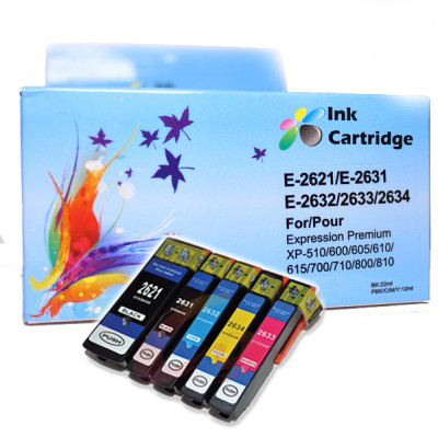 COMPATIBLE EPSON INK CARTRIDGES T2621/31/32/33/34 BK/PB/C/M/Y *5 MULTIPACK