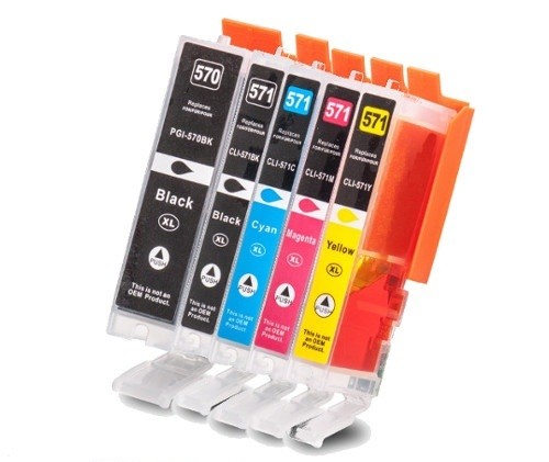 Compatible Canon PGI-570PGBK XL/ CLI-571XL PGBK/BK/ C/ M/Y (5-PACK)