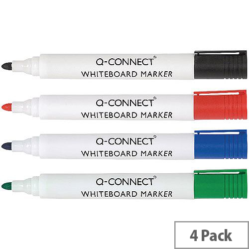 Q-Connect Dry Wipe Marker Wallet of 4 Assorted