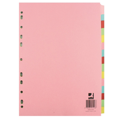 15-Part Subject Divider A4 Multipunched Assorted Colour Q-Connect KF01516 (Copy)