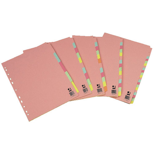Extra Wide Subject Divider Multi-Punched A4 10-Part Assorted Colours Q-Connect