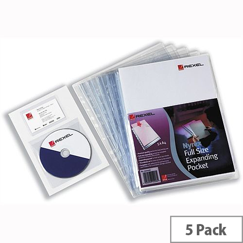 Rexel Nyrex Punched Pockets 4-Hole A4 Pack 5