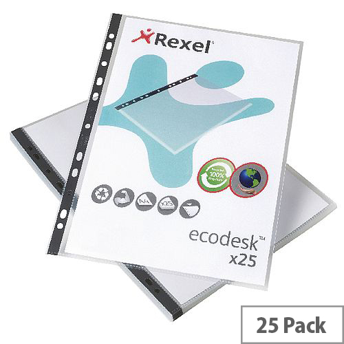 Rexel Recycled Punched Pockets A4 Pack 25