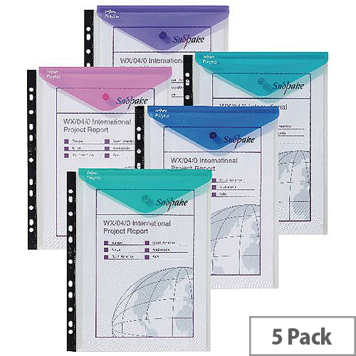 Snopake Polyfile Ring Binder Wallet Electra Assorted Pack of 5