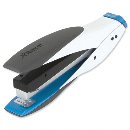 Rexel Easy Touch Stapler Flat Clinch Full Strip Capacity 30 Sheets White and Blue