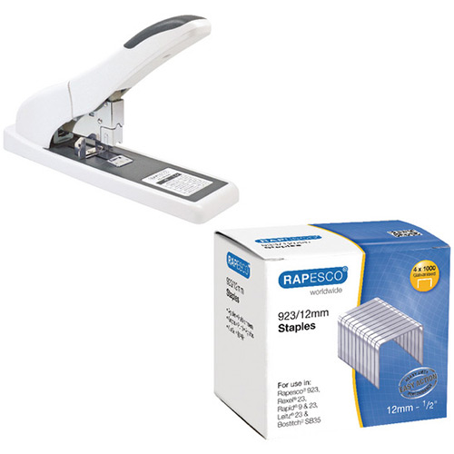 Rapesco ECO HD-140 Stapler White FOC Rapesco 923 Series Staples Pack of 4000 12mm HT810927