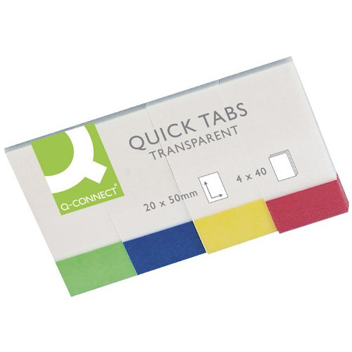 Q-Connect Quick Tabs 20x50mm Transparent 4 Pads of 40 KF01225