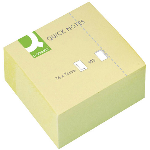 Q Connect Quick Note Cube 76x76mm 400 Sheets Yellow KF01346