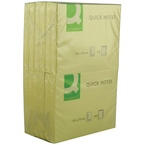 Q-Connect Quick Note Repositionable Pad 75x100mm Yellow pack 12