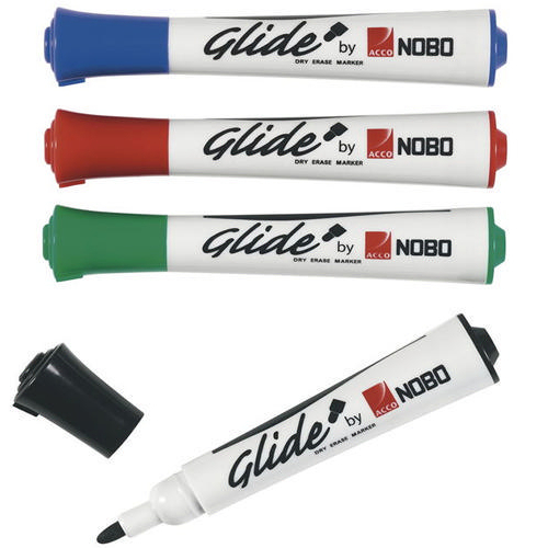 Nobo Glide Dry Wipe Marker Assorted Pack of 4 1902096