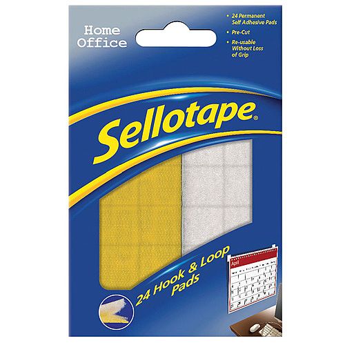 Sellotape Sticky Hook and Loop Pads 24 Sets 20x20mm